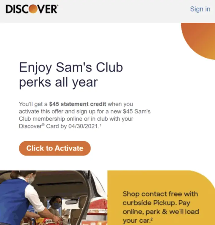 Sam's club discover card offer