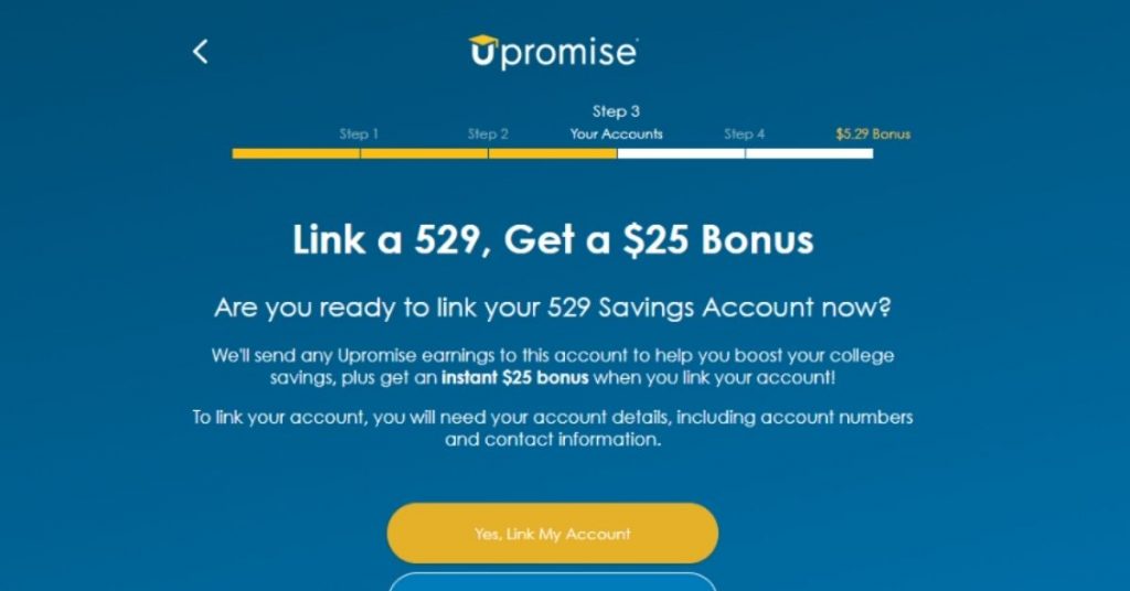 Upromise sign up process link 529 account