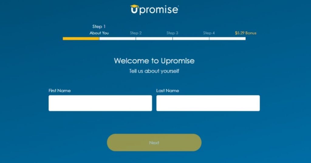 Upromise sign up process verification