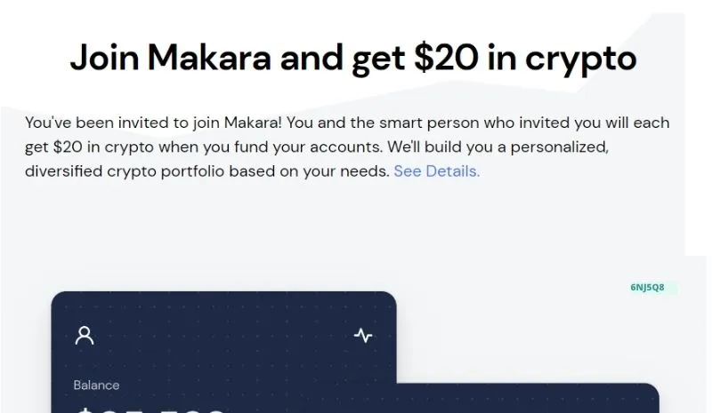 Makara Crypto $20 sign up bonus