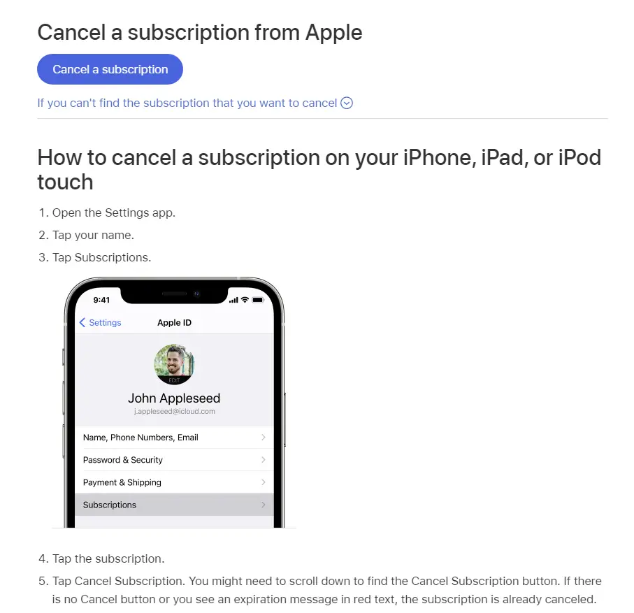 Cancel a Spotify premium from Apple device