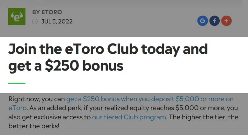 \ud83d\udd0e Earn $15 when you invest $100 with eToro - Finder